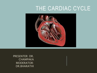 THE CARDIAC CYCLE
PRESENTER: DR.
CHAMPAKA
MODERATOR:
DR.BHARATHI
 