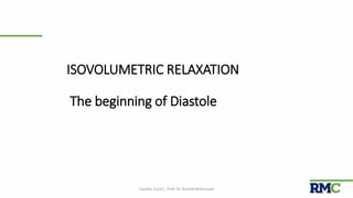 ISOVOLUMETRIC RELAXATION
The beginning of Diastole
Cardiac Cycle| Prof. Dr. Rashid Mahmood 21
 