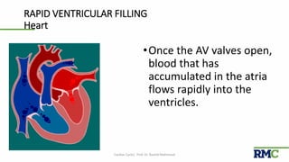 RAPID VENTRICULAR FILLING
Heart
•Once the AV valves open,
blood that has
accumulated in the atria
flows rapidly into the
ventricles.
Cardiac Cycle| Prof. Dr. Rashid Mahmood 25
 