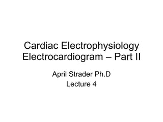 Cardiac Electrophysiology Electrocardiogram – Part II April Strader Ph.D Lecture 4 