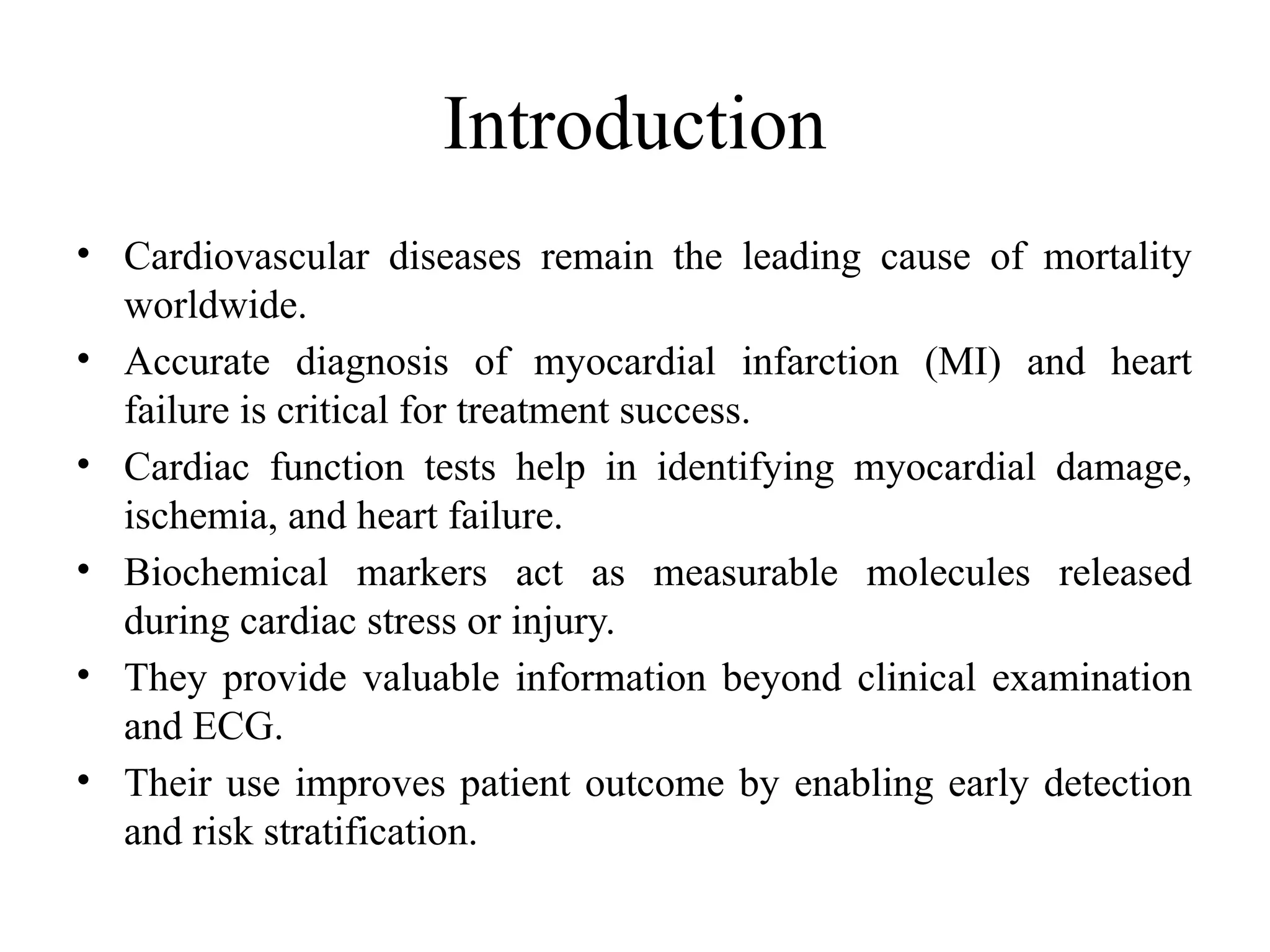 CARDIAC FUNCTION TEST using the biochemical markers for diagnosis ...