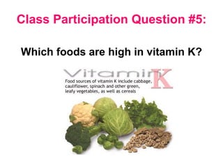 Class Participation Question #5: Which foods are high in vitamin K? 