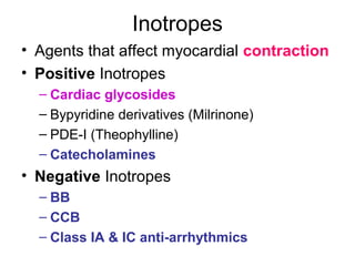 Negative Inotropes Examples Cardiac medications | PPT