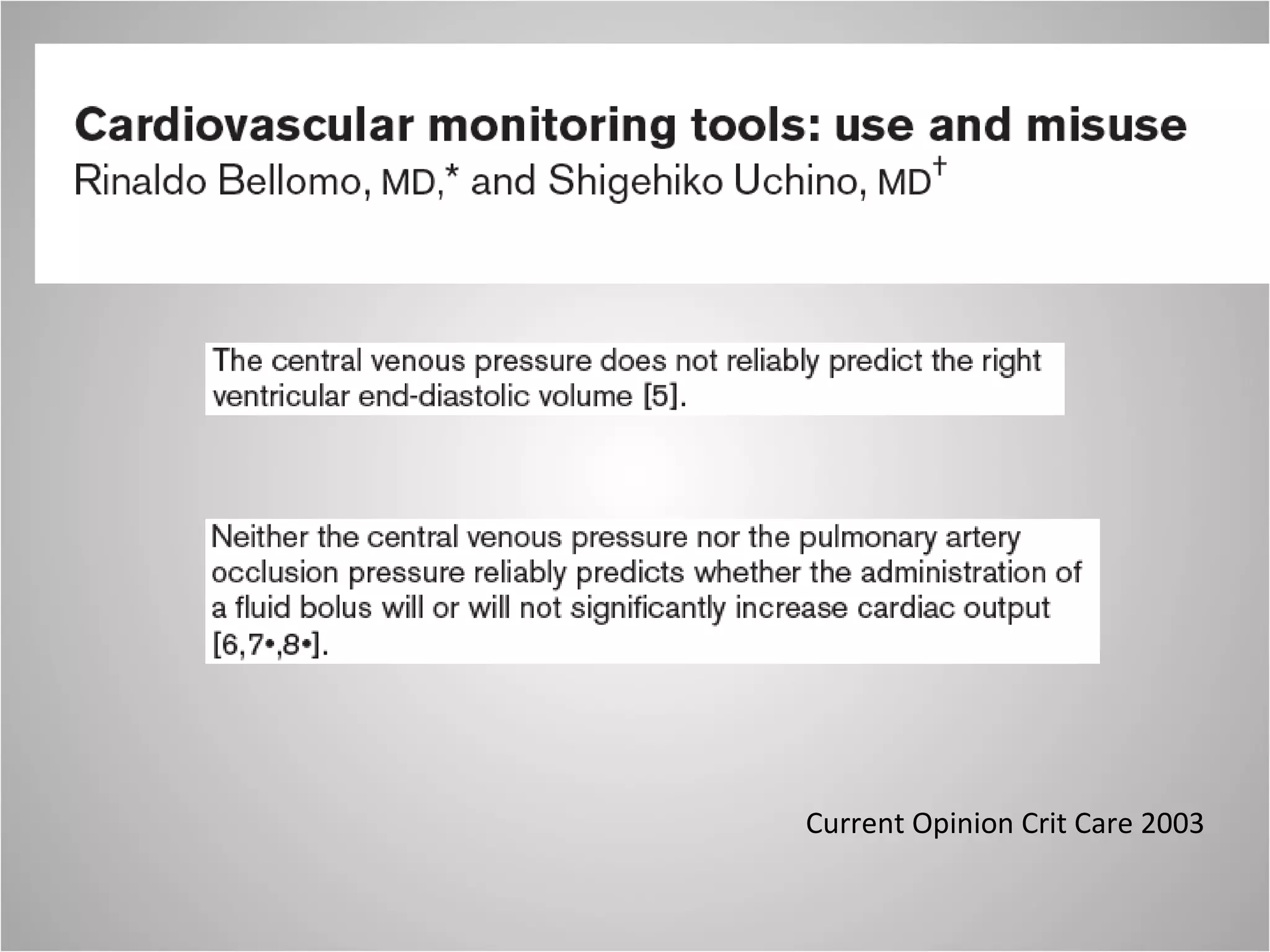 Current Opinion Crit Care 2003 
