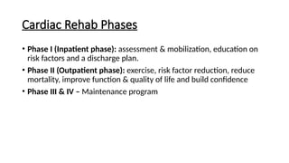 Cardiac rehabilitation guidelines by Dr. Akanksha (P.T) | PPTX