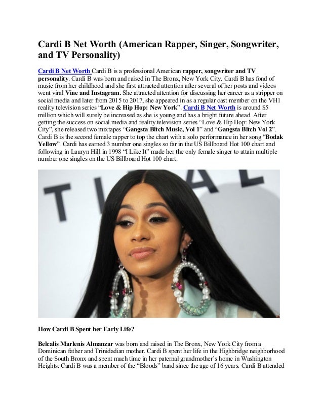 Cardi B Net Worth American Singer Rapper And Actress
