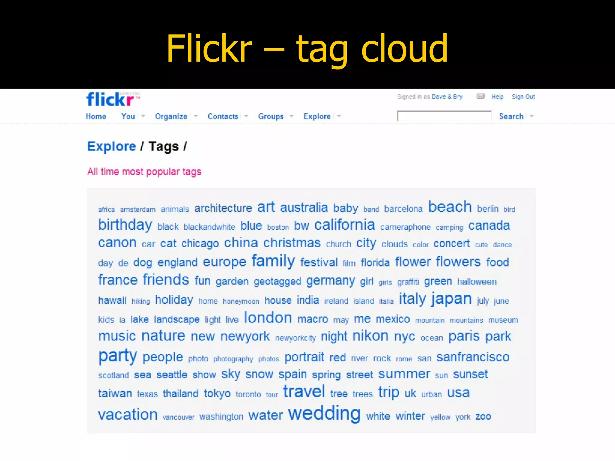 Flickr – tag cloud 