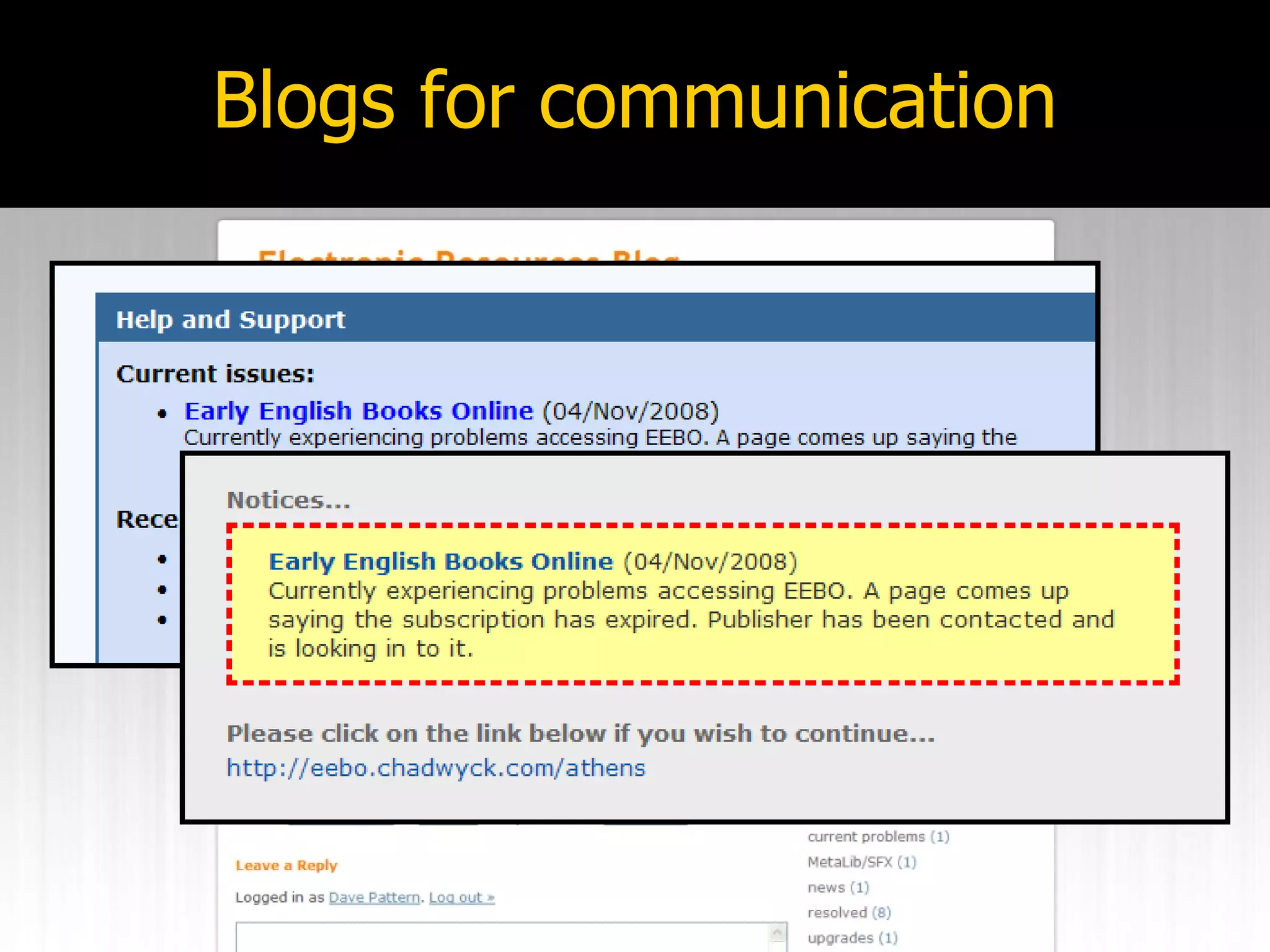 Blogs for communication 
