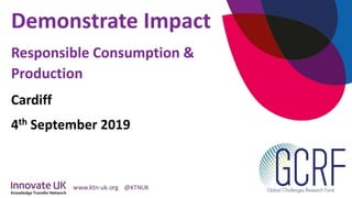 Demonstrate Impact
Responsible Consumption &
Production
Cardiff
4th September 2019
 