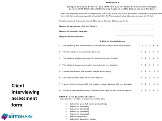 Client interviewing assessment form phase two 