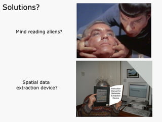 Mind reading aliens? Solutions? Spatial data  extraction device? 