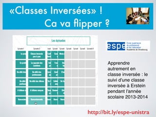 «Classes Inversées» ! 
Ca va flipper ? 
Apprendre 
autrement en 
classe inversée : le 
suivi d'une classe 
inversée à Erst...