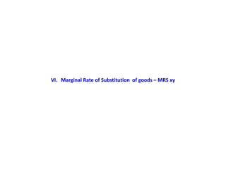 VI. Marginal Rate of Substitution of goods – MRS xy
 