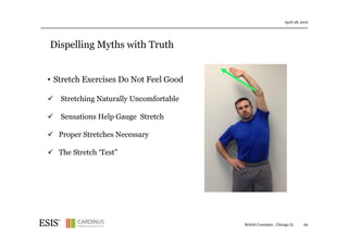 Dispelling Myths with Truth
April 28, 2016
62
• Stretch Exercises Do Not Feel Good
Stretching Naturally Uncomfortable
Sens...