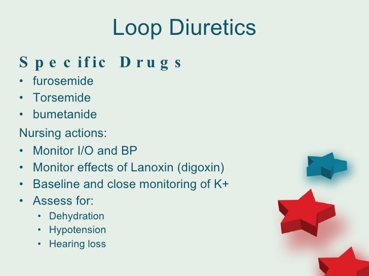 What is furosemide taken for nursing implication