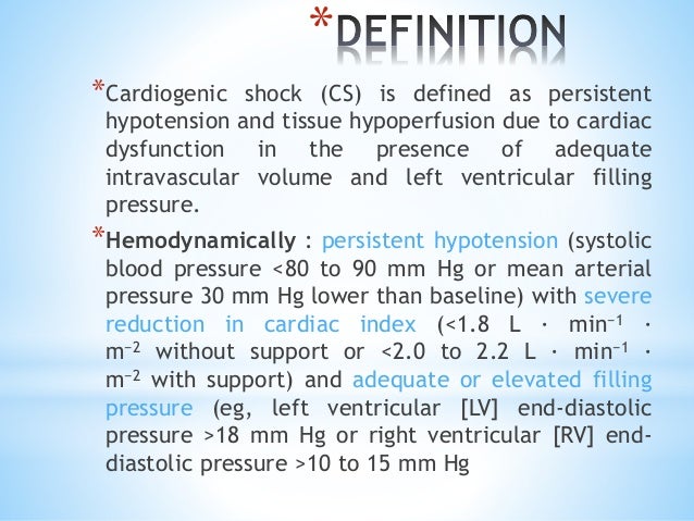 cardiogenic shock due to myocardial