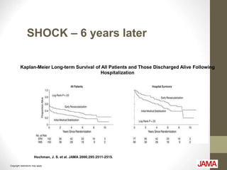 Copyright restrictions may apply.
Hochman, J. S. et al. JAMA 2006;295:2511-2515.
Kaplan-Meier Long-term Survival of All Patients and Those Discharged Alive Following
Hospitalization
SHOCK – 6 years later
 