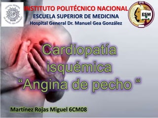 INSTITUTO POLITÉCNICO NACIONAL
ESCUELA SUPERIOR DE MEDICINA
Hospital General Dr. Manuel Gea González
Martínez Rojas Miguel 6CM08
 