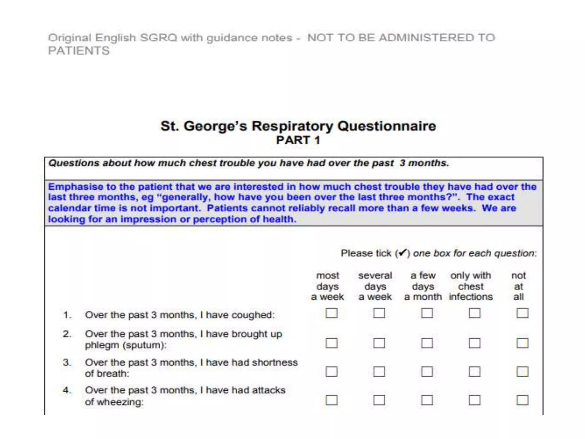 Sgrq Example Question Cardiopulmonary sgrq questionnaire | PPTX