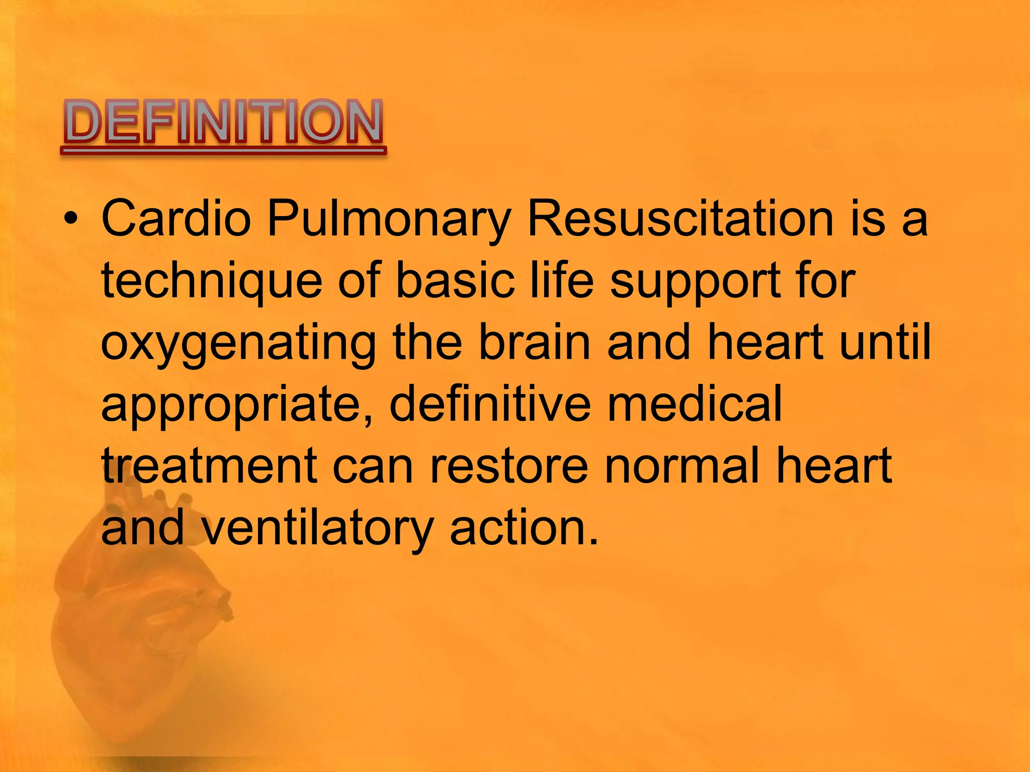 Cardiopulmonary resuscitation ppt PPTX First Aid Injuries