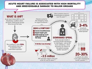 ACUTE HEART FAILURE IS ASSOCIATED WITH HIGH MORTALITY 
AND IRREVERSABLE DAMAGE TO MAJOR ORGANS 
 