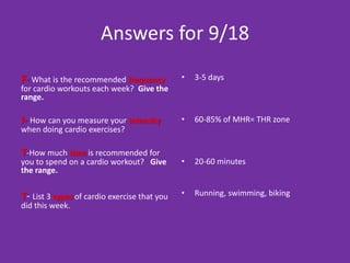 Cardiovascular endurance do now Bodyworks PDF