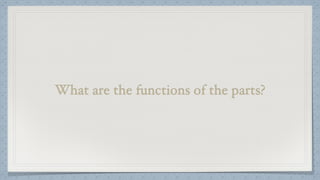 What are the functions of the parts?
 