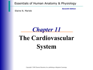 Essentials of Human Anatomy & Physiology Copyright © 2003 Pearson Education, Inc. publishing as Benjamin Cummings Seventh Edition Elaine N. Marieb Chapter 11 The Cardiovascular System 