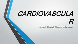 CARDIOVASCULA
R
Anatomía & fisiología del sistema cardiovascular.
 