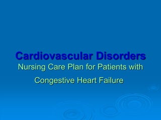 Cardiovascular Disorders
Nursing Care Plan for Patients with
Congestive Heart Failure
 