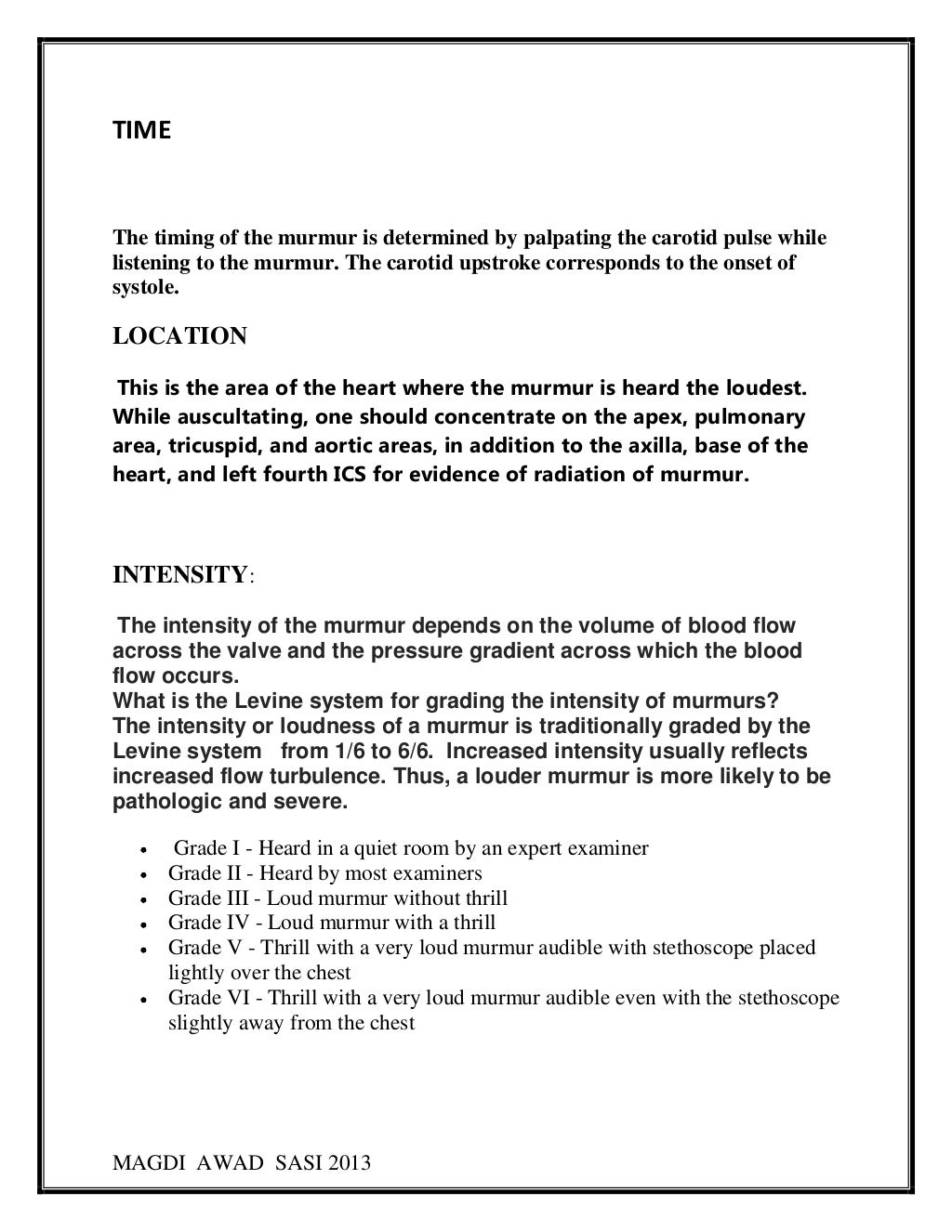 Cardiovascular history and examination