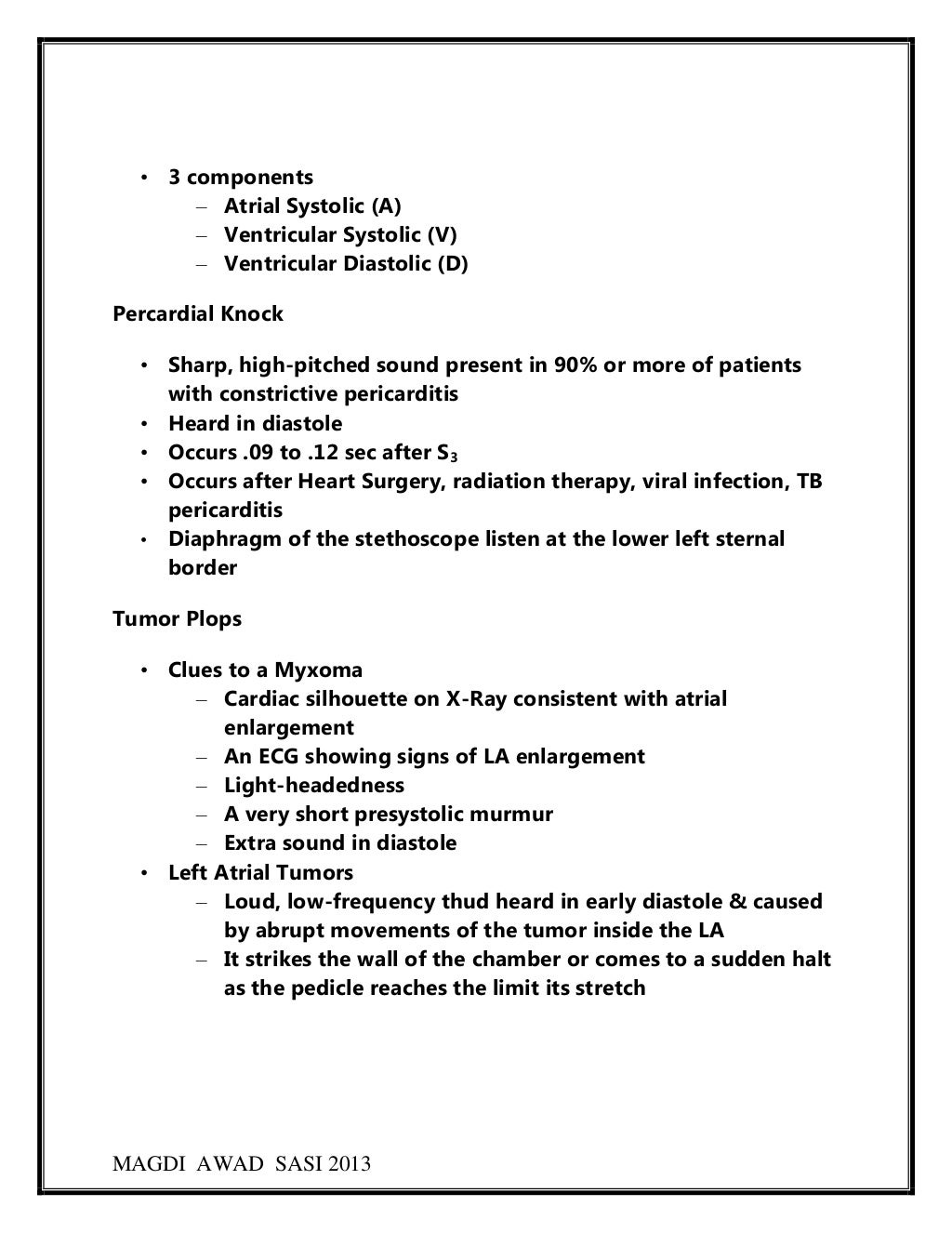 Cardiovascular history and examination