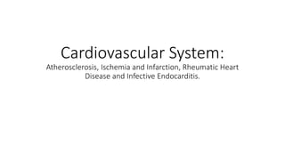 Cardiovascular System:
Atherosclerosis, Ischemia and Infarction, Rheumatic Heart
Disease and Infective Endocarditis.
 