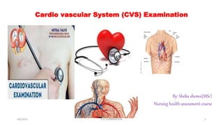 Cardio vascular System (CVS) Examination
By: Sheka shemsi(MSc)
Nursing health assessment course
4/6/2022 CVS EXAMINATION 1
 