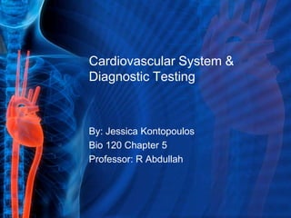 Cardiovascular System & Diagnostic Testing By: Jessica Kontopoulos Bio 120 Chapter 5 Professor: R Abdullah 