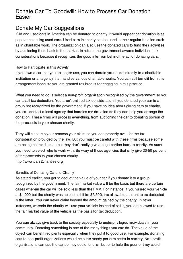 Donate Car To Goodwill How to Process Car Donation Easier