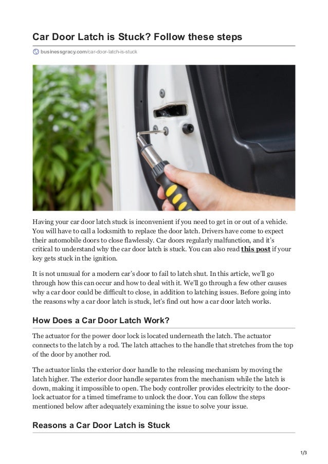 Car Door Latch Is Stuck? Follow These Steps