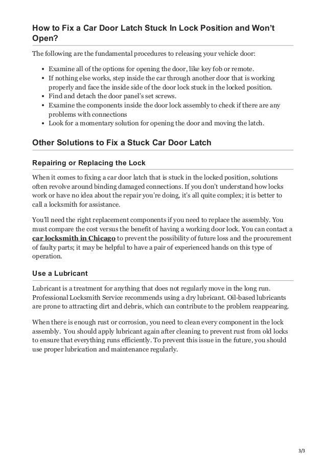 Car Door Latch Is Stuck? Follow These Steps