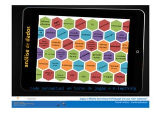 .: i   n s t r u ç õ e s :.
    . Contextualização .
.. Problema e objetivos ..
      … Metodologia …
  …. Análise de dados ….
      ….. Conclusão …..



           rede conceptual em torno de jogos e m-learning

                                Jogos e Mobile Learning em Portugal: em que nível estamos?
                                                              Teresa Cardoso | tcardoso@uab.pt
 
