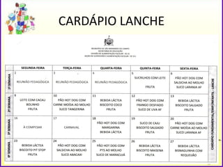 CARDÁPIO LANCHE
 