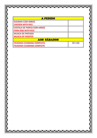 Cardápio do bar don luiz