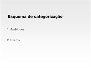 1. Ambíguos  2. Exatos Esquema de categorização 