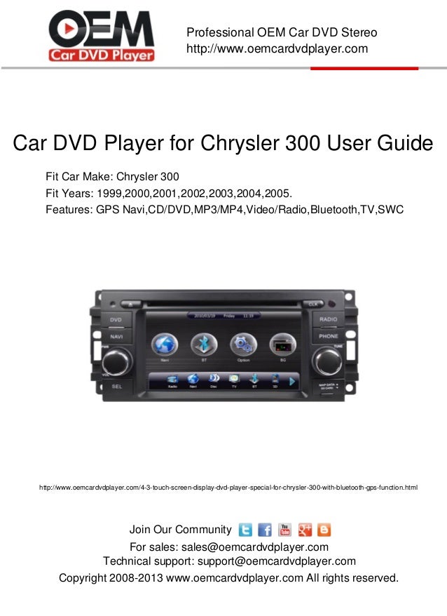 Car GPS DVD Player for Chrysler 300 User Guide