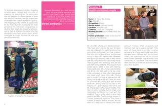 To facilitate observational studies, shopping
activities were created with the offer of
covering the shopping bill. The participants
had the freedom to choose where to shop
and what to purchase, and the researchers
shadowed them (See an example in Figure 6).
The shopping activity created an opportunity
for the researchers to accompany the older
person(s) for a relatively long period, to
observe their travel and shopping behavior,
and to have an informal chat about why they
decided to purchase certain items, which
could give an insight into their life style and
personal preferences.

Figure 6. Shadowing the shopping

8

Between December 2012 and January
2013, we were able to interview and
observe eight older couples and six older
individuals. In total 14 profiles were
developed (see the appendix). Based on
these user profiles,

three personas were developed.

Persona 1
Health-conscious couple

Name: Mr. Tao & Mrs. Zhang
Age: 78 & 80
Occupation: Retired
Marital status: currently married
Location: Shanghai (city)
Children: 2 sons and 1 daughter
Monthly income: total of RMB 9000 (the
couple)
Former profession: middle school teacher
& primary school teacher

Mr. and Mrs. Zhang are retired teachers.
They have been married for over 50 years,
and are still living in the same flat where they
got married and raised their three children.
The flat is on the ground floor, and has easy
access to shops and supermarkets. However,
they do not go shopping often as they cannot
walk for a long distance or carry heavy things.
Their daughter helps them buy food and she
visits them every weekend. A hourly-paid maid
comes twice a week to help with cleaning.
During week days, Mrs. Zhang cooks breakfast
and dinner, and they walk to the day center
in the community to meet other older people
and have lunch there. Once Mrs. Zhang
was in hospital because of hypertension, Mr.
Zhang had to rely on the day center for meals
for a month. Mrs. Zhang was very worried
when Mr. Zhang tried to visit her in the
hospital as it is quite far away from home, and
Mr. Zhang does not have good mobility. They
listen to radios everyday, but no longer read
newspapers as they cannot cope with the
small text. They try all the means to keep them
healthy, and Mrs. Zhang strongly believes in
Chinese traditional medicine. They have a
number of medical devices at home, and use
them on a daily basis to monitor their blood

pressure, enhance their circulation, and
maintain their hand muscle strength. They
keep all these devices in their original
packaging. Mr. Zhang used to play badminton
and write letters to friends often, but his hands
shake a lot nowadays and he has to stop
these activities. However, he is still active in the
community as a volunteer. They ex-students
often visit them, and they are pound of talking
about their students.

9

 