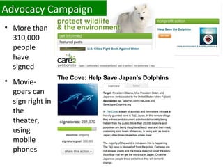 Advocacy Campaign More than 310,000 people have signed Movie-goers can sign right in the theater, using mobile phones 