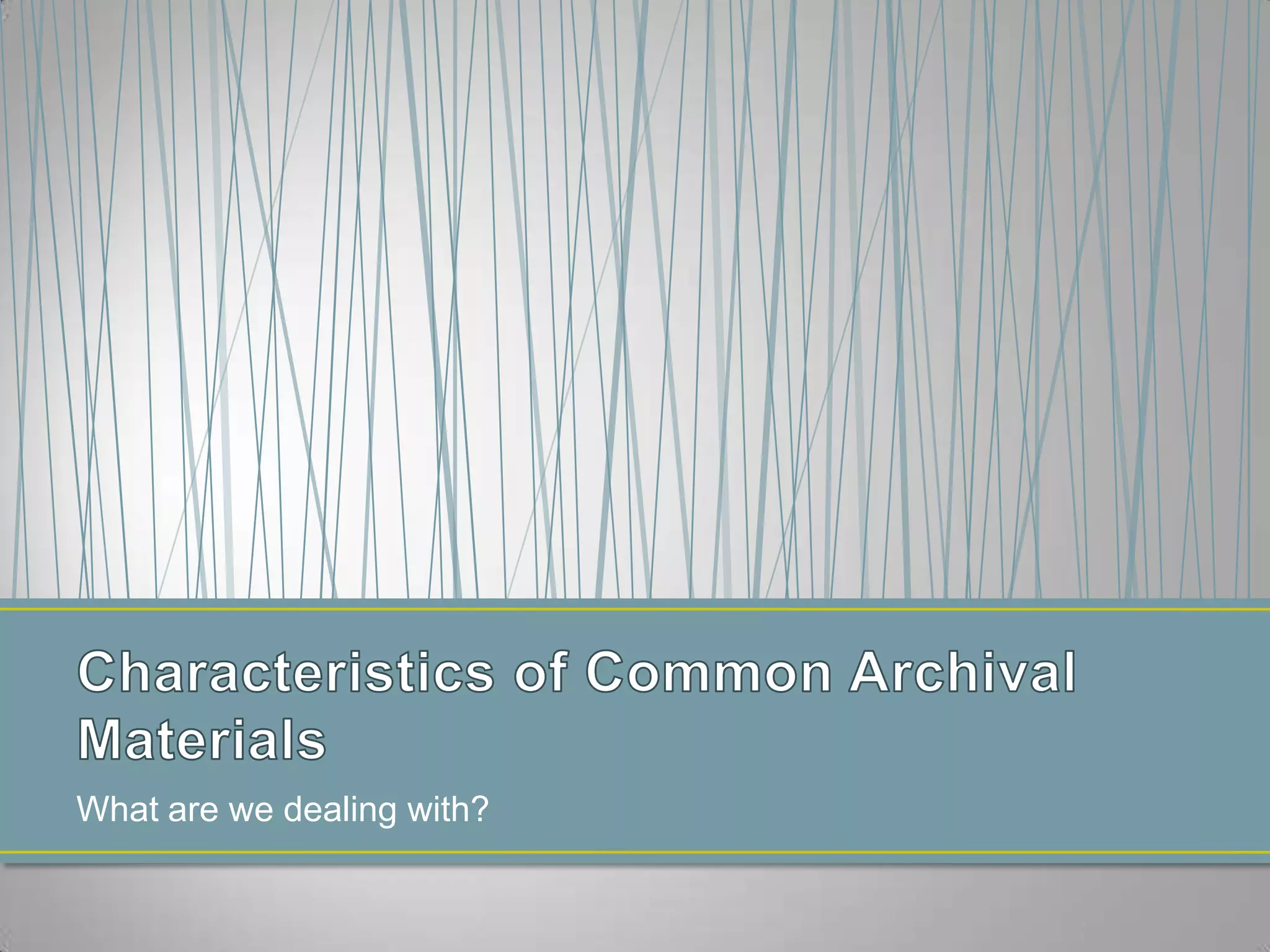 What are we dealing with?
 