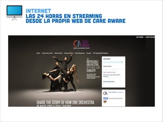 INTERNET
las 24 horas en streaming  
desde la propia web DE CARE AWARE

 