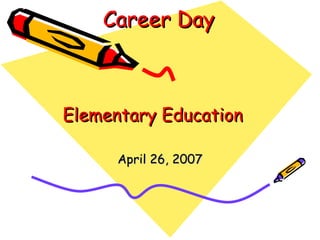 Career Day Elementary Education April 26, 2007 