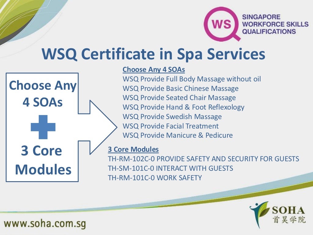 WSQ Certificate in Spa Services