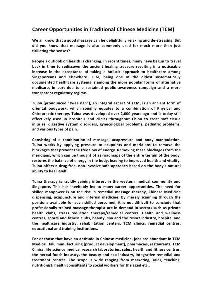 Career opportunitiesintraditionalchinesemedicine